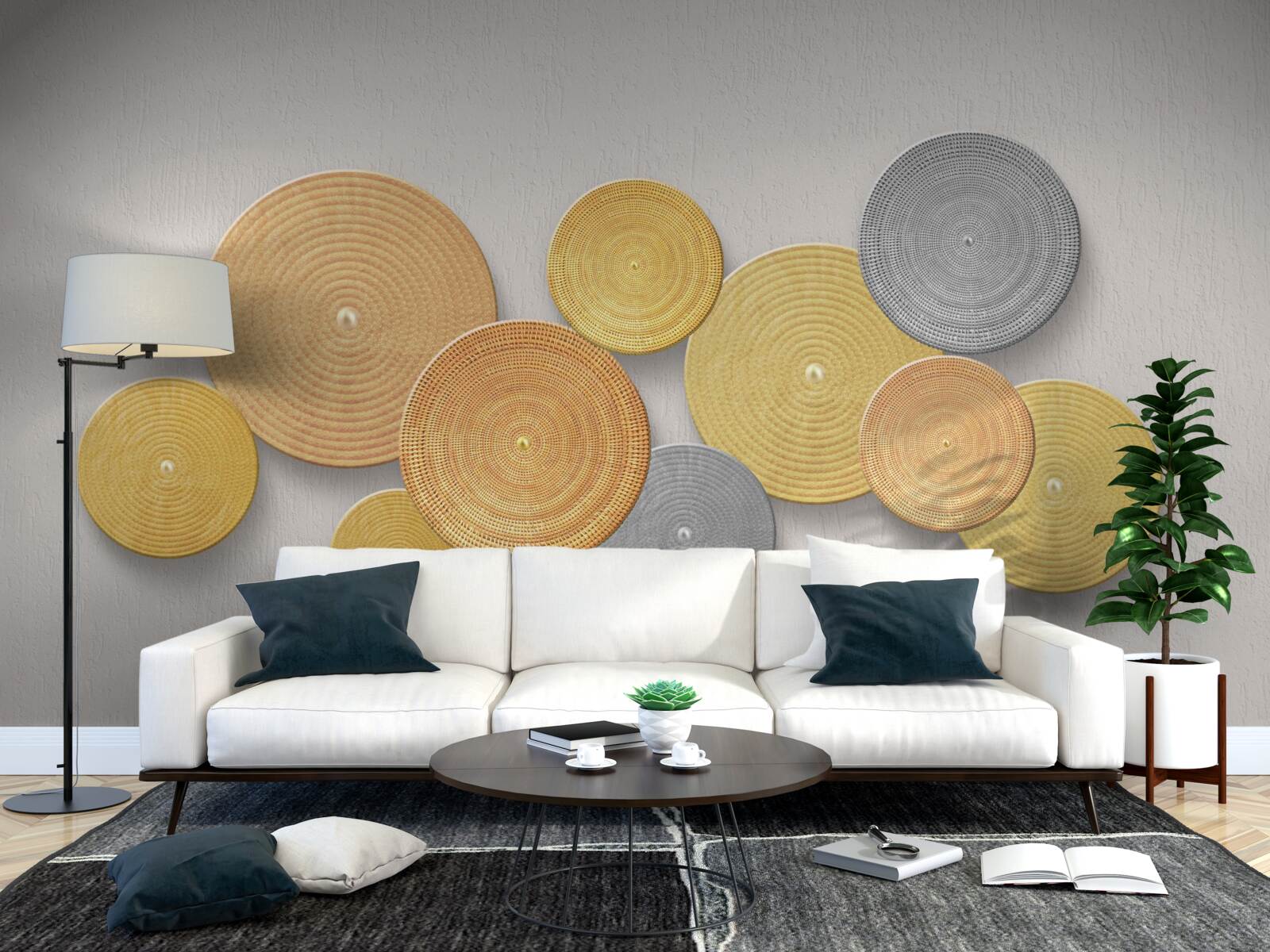 Papier peint tranches de bois de différentes couleurs