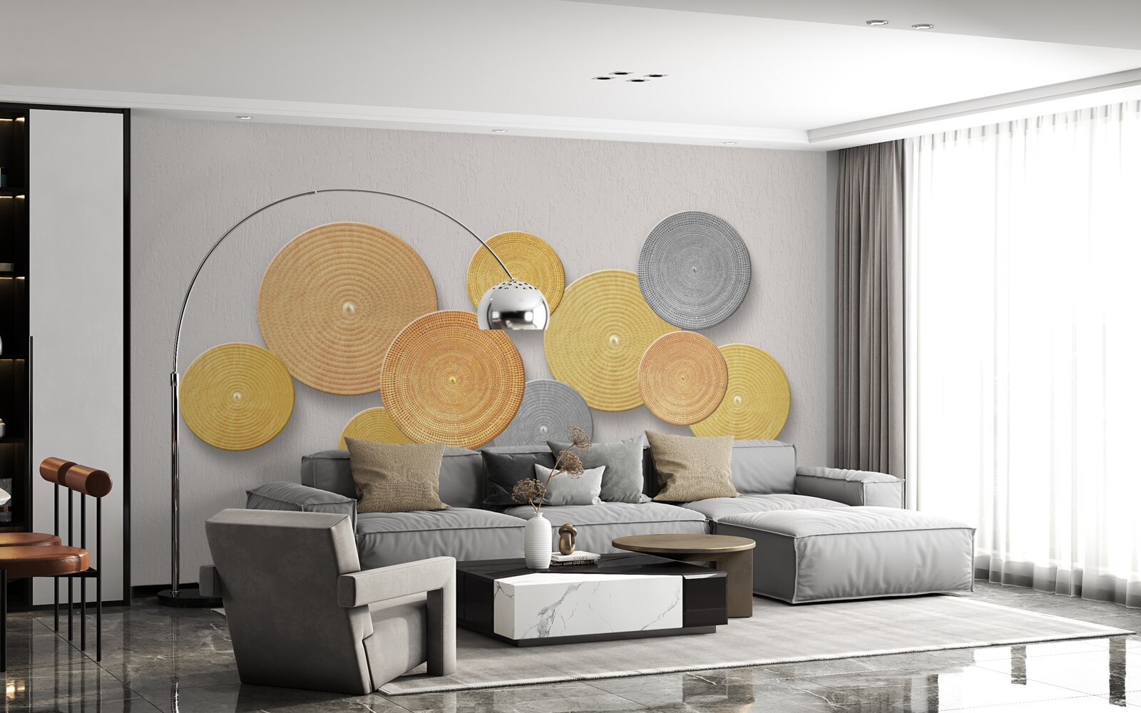 Papier peint tranches de bois de différentes couleurs