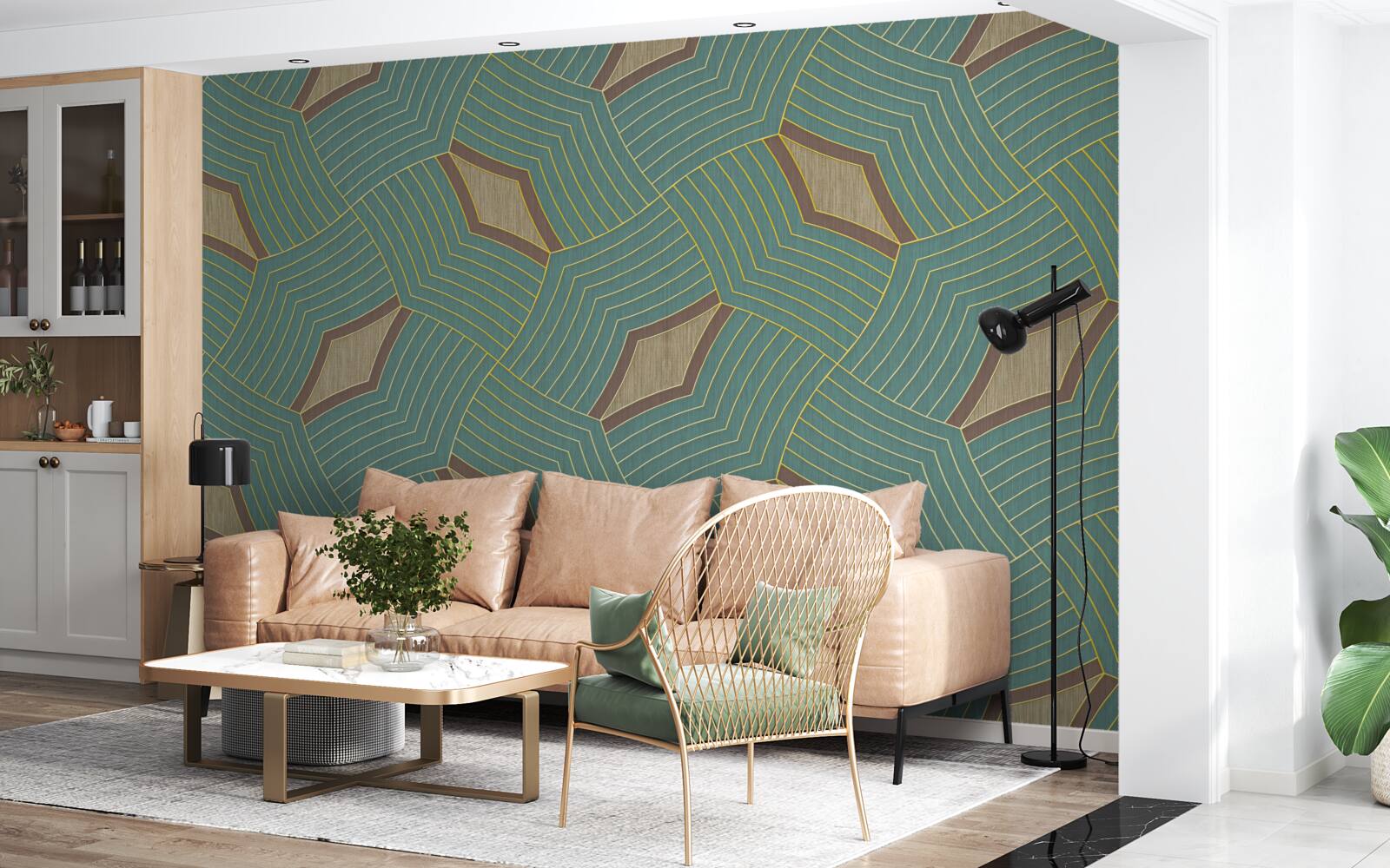 Papier peint contours calmes sur fond d'azur