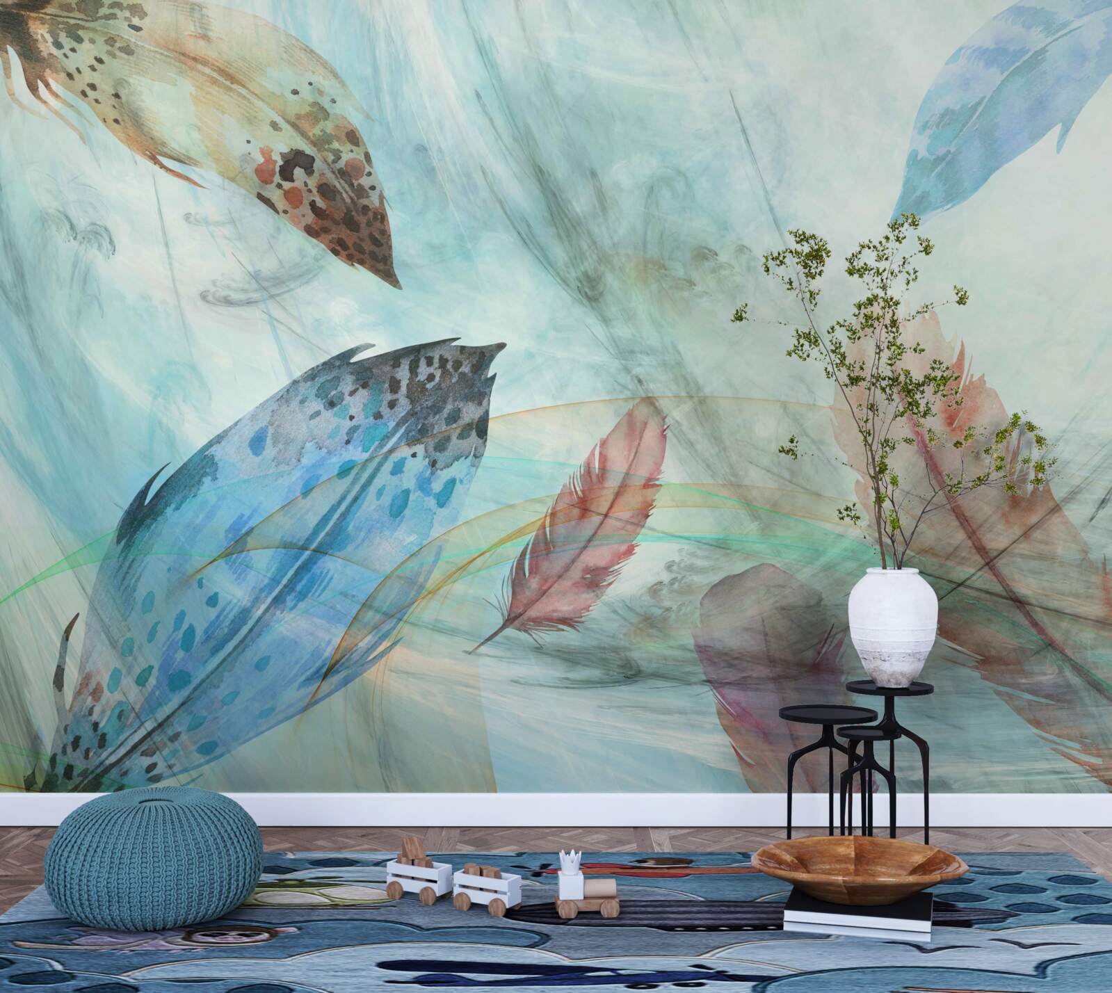 Papier peint stylos lumineux peints à l'aquarelle