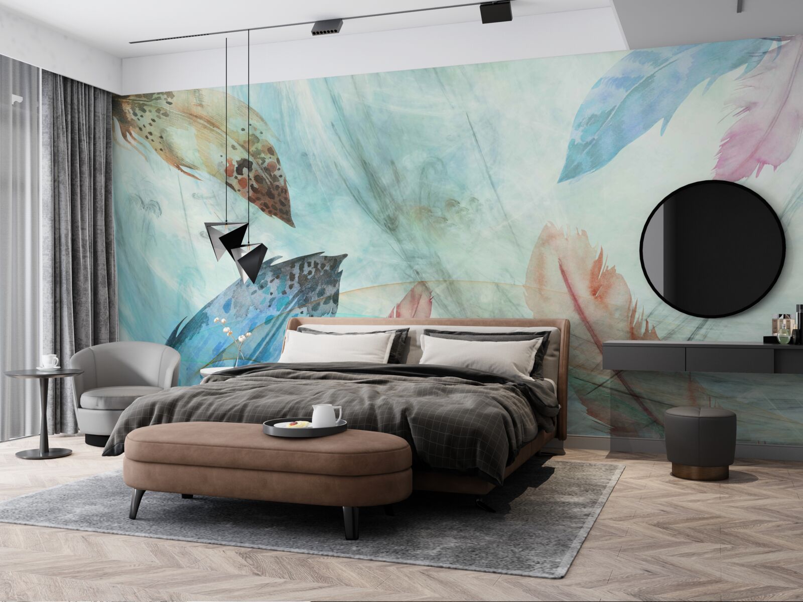 Papier peint stylos lumineux peints à l'aquarelle