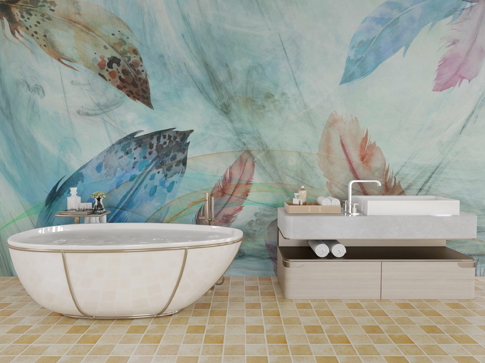 Papier peint stylos lumineux peints à l'aquarelle