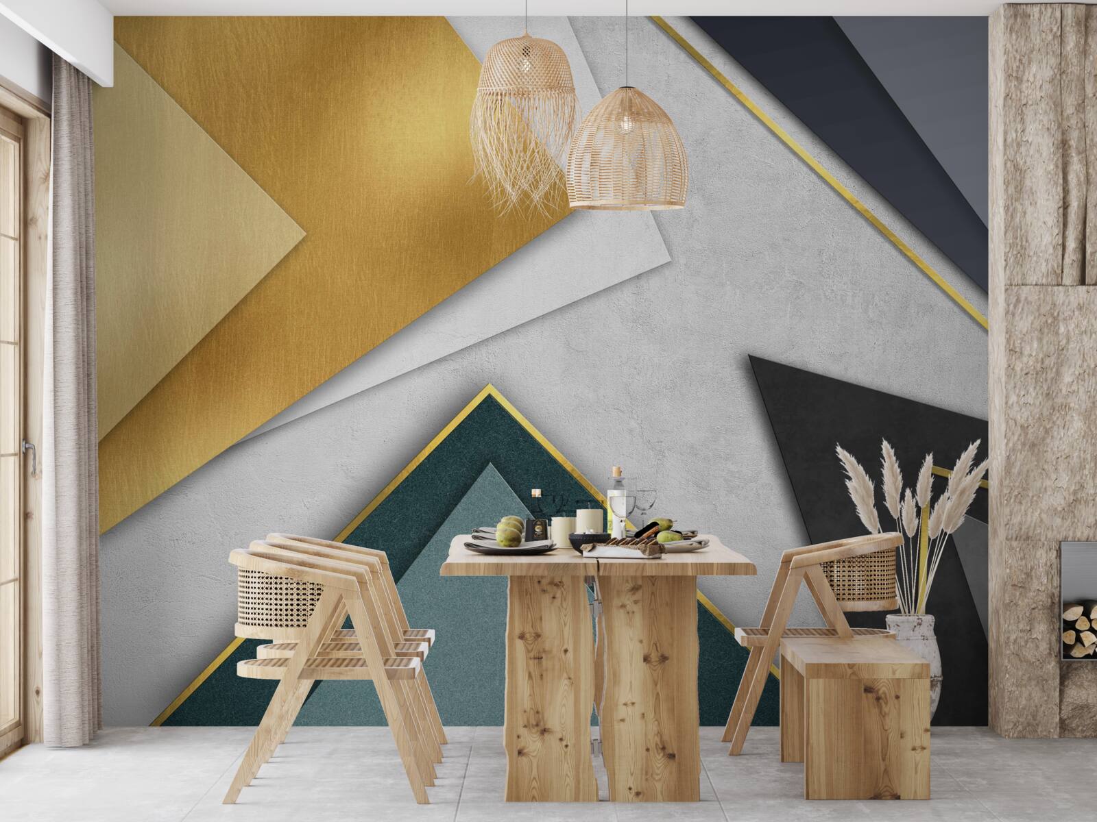 Papier peint triangles de différentes teintes