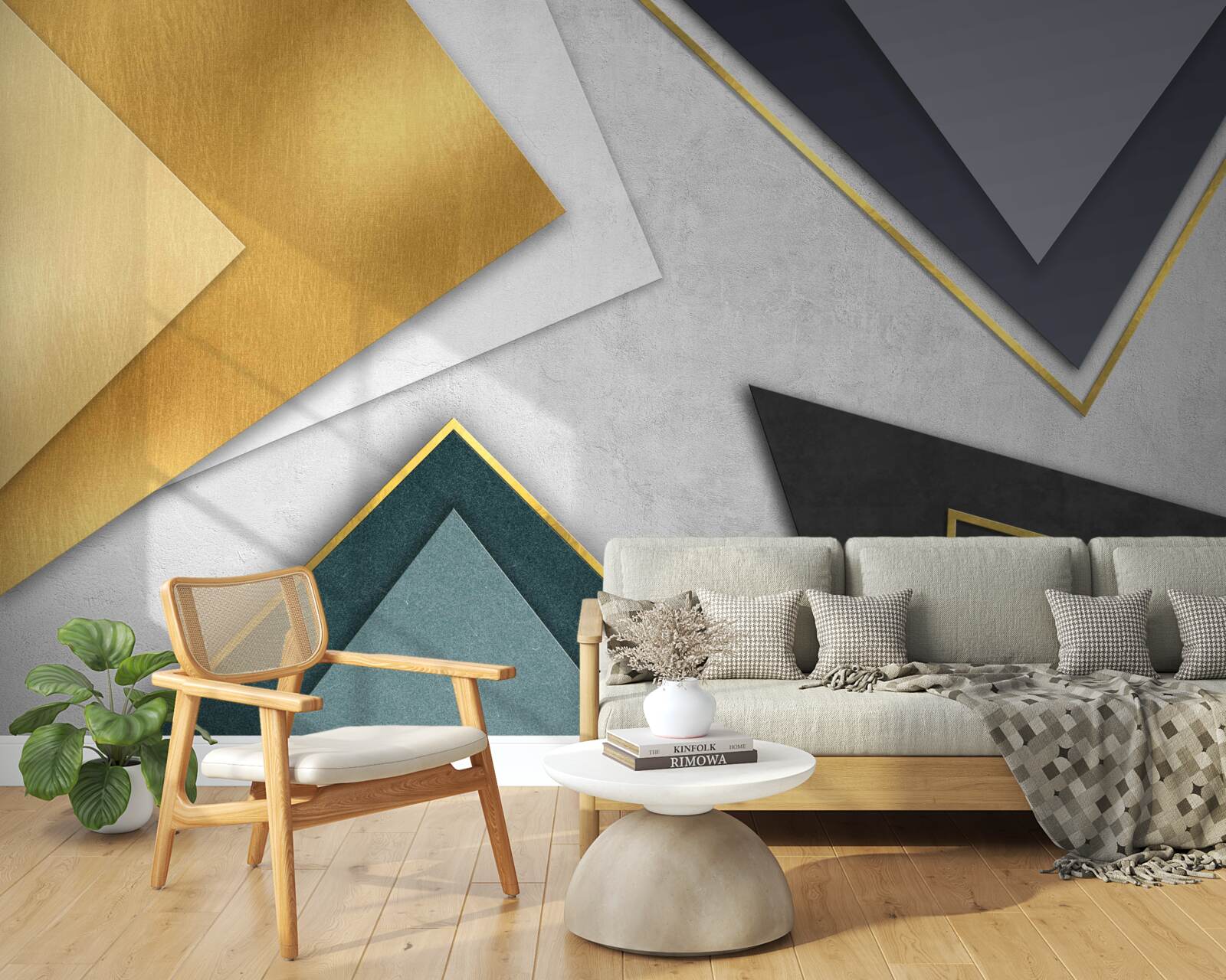 Papier peint triangles de différentes teintes