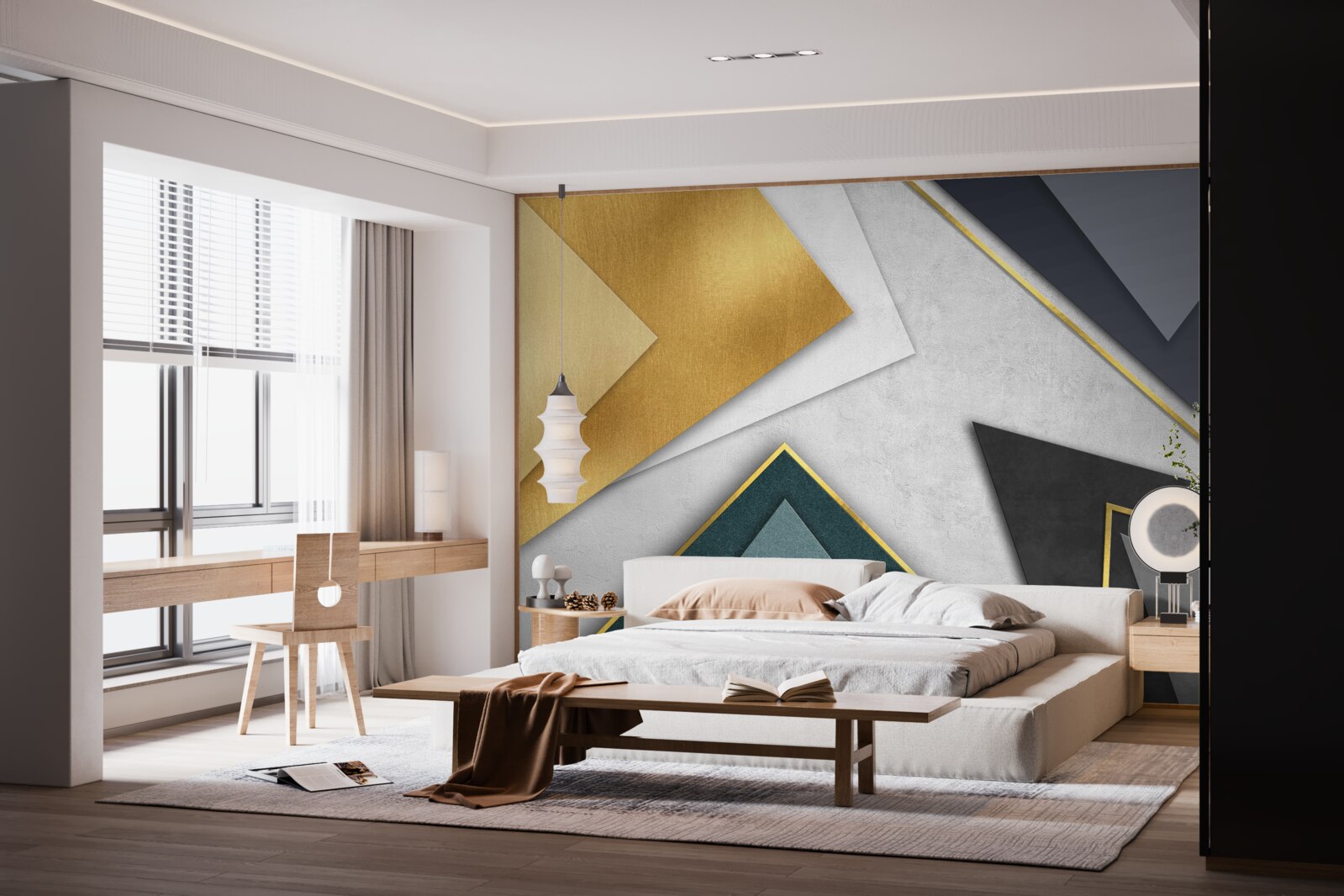 Papier peint triangles de différentes teintes