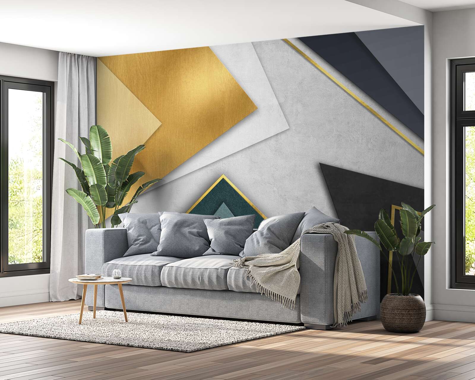 Papier peint triangles de différentes teintes