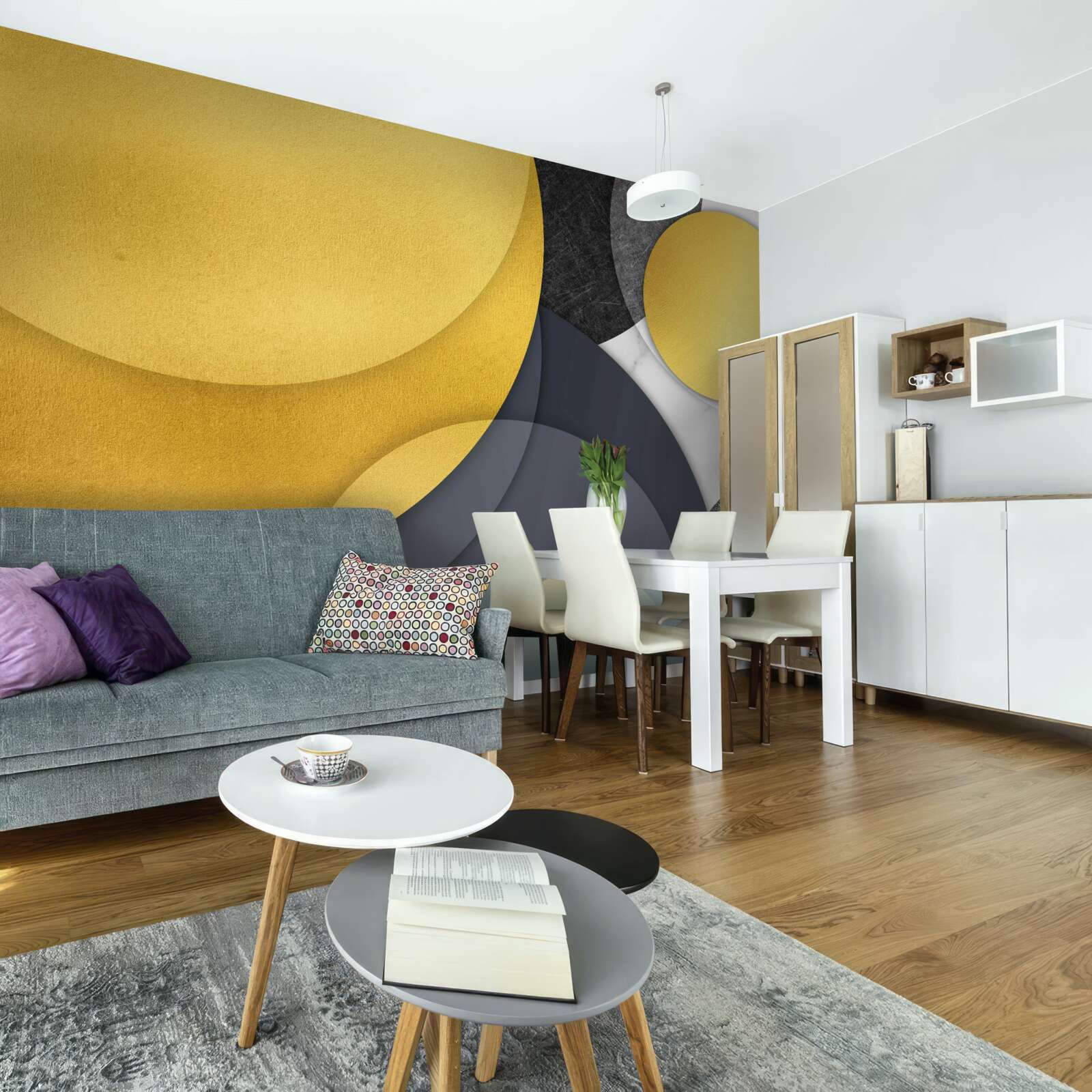 Papier peint des boules d'or flottent dans l'air