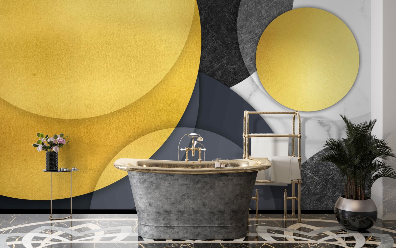 Papier peint des boules d'or flottent dans l'air