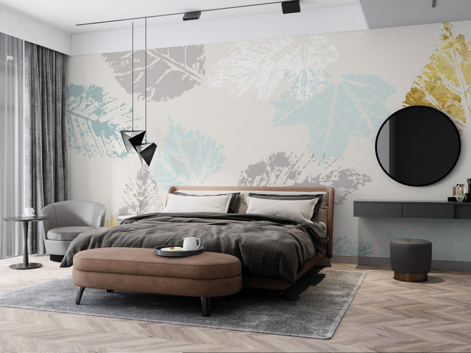 Papier peint les feuilles d'automne laissent leur empreinte sur la peinture