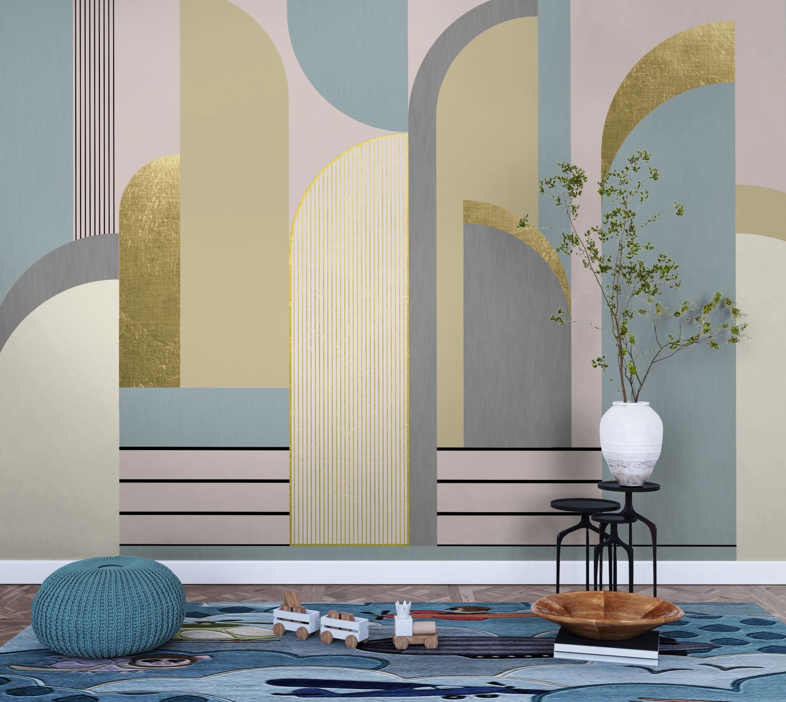 Papier peint arcs aux formes géométriques