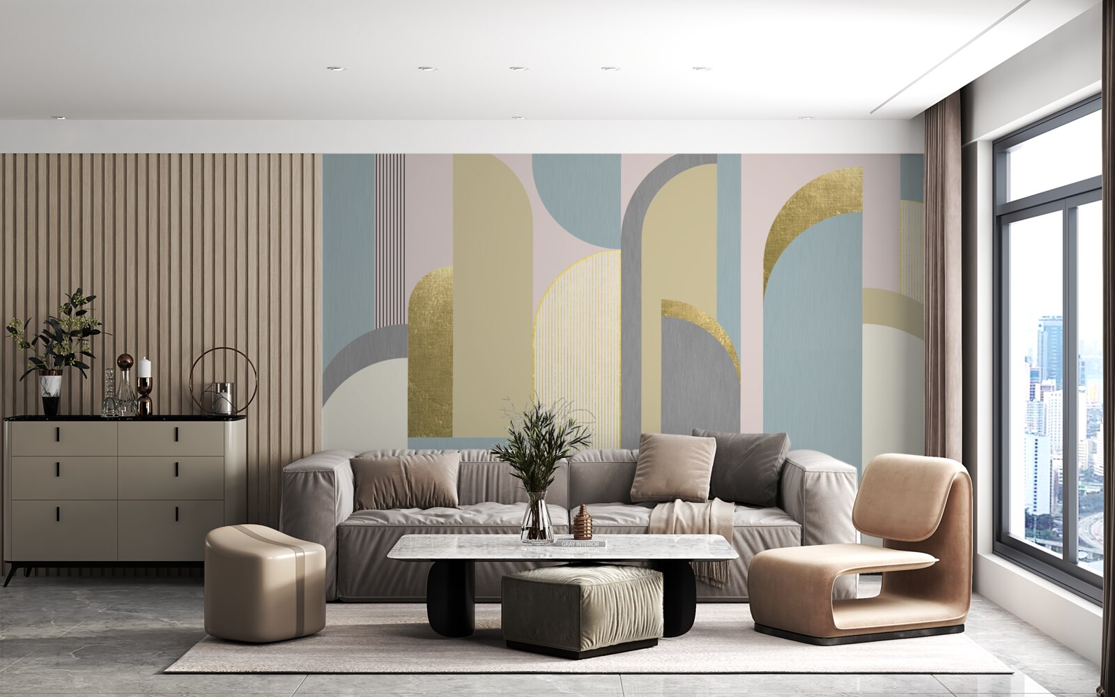 Papier peint arcs aux formes géométriques