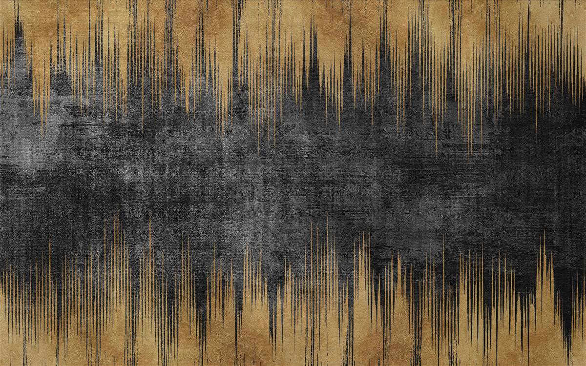 Papier peint rayures noires et or