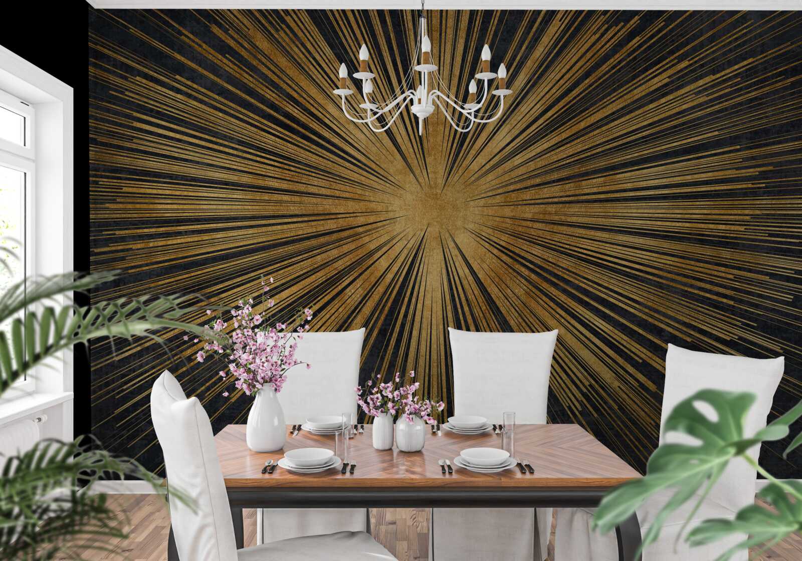 Papier peint les rayons du soleil brillent au coucher du soleil