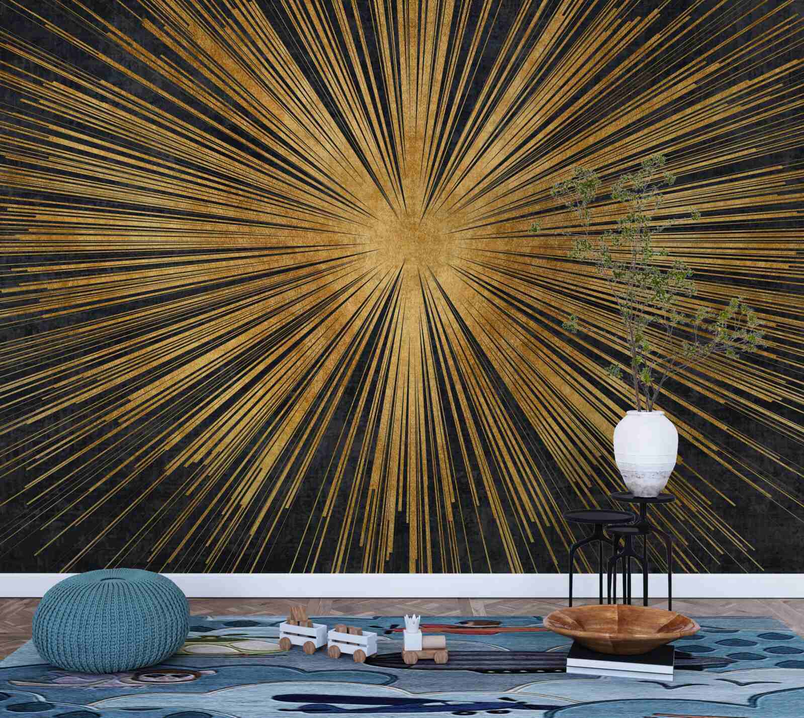 Papier peint les rayons du soleil brillent au coucher du soleil