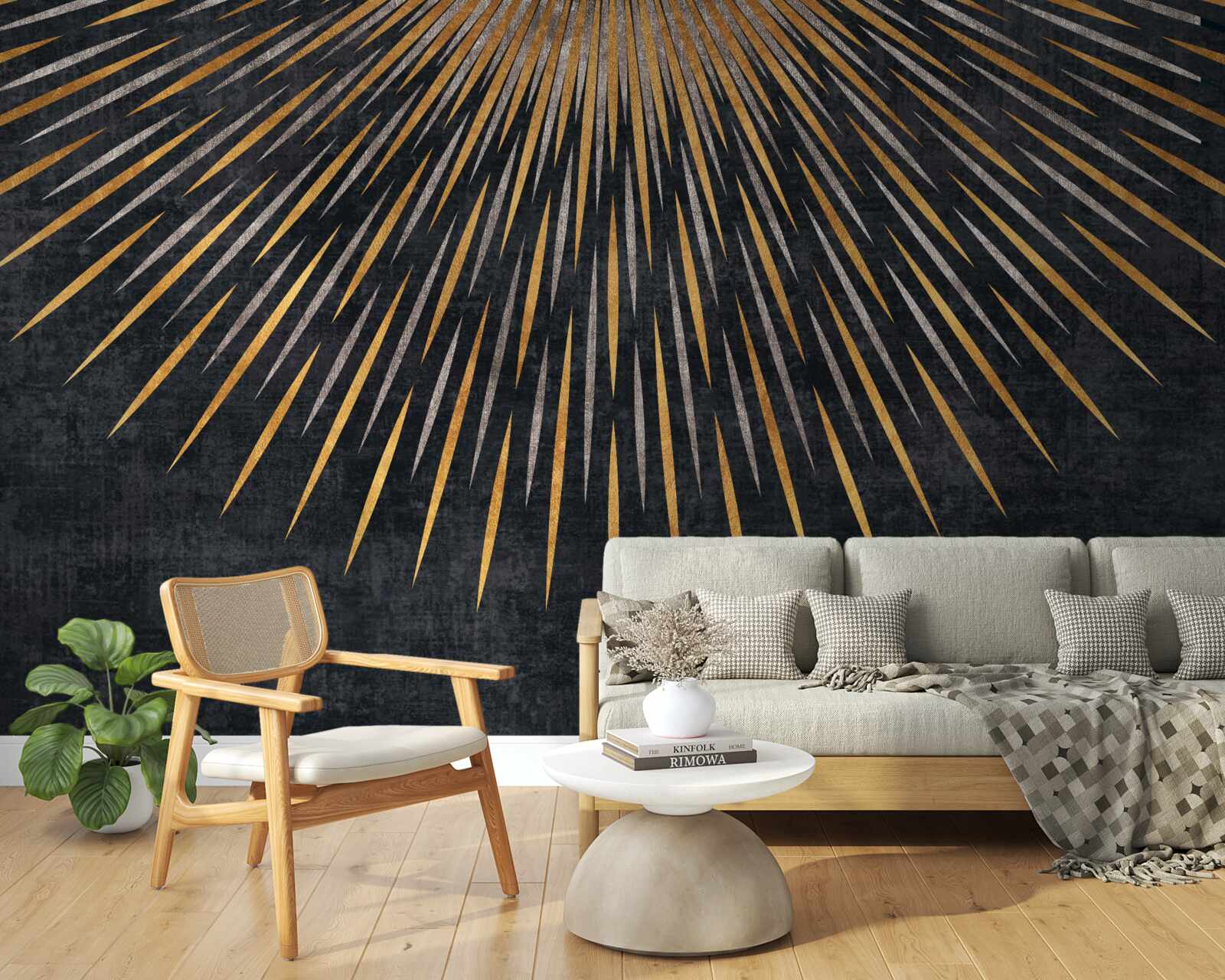 Papier peint rayons de soleil sur fond sombre