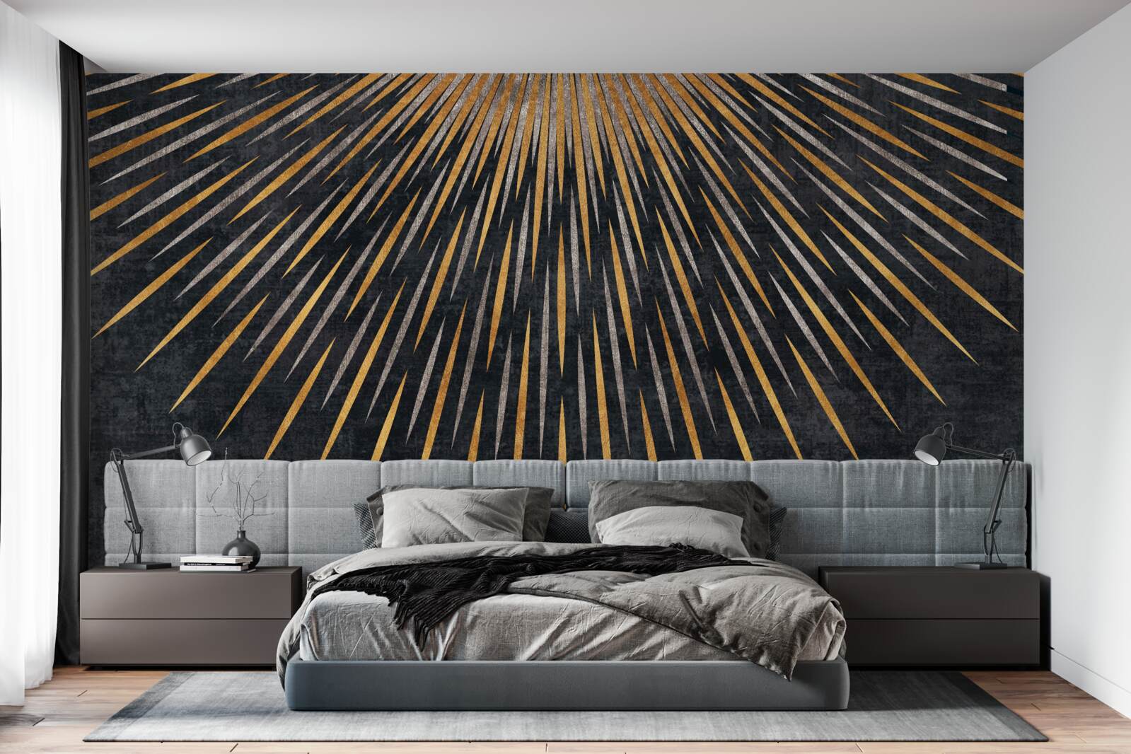 Papier peint rayons de soleil sur fond sombre