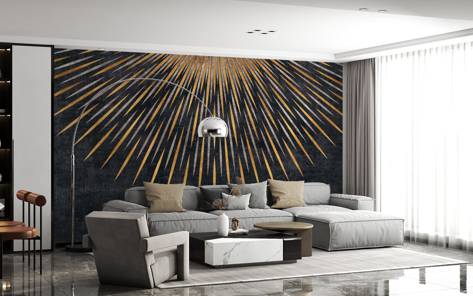 Papier peint rayons de soleil sur fond sombre