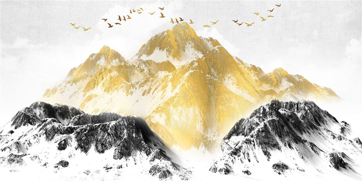 Papier peint les chaînes de montagnes aux sommets dorés