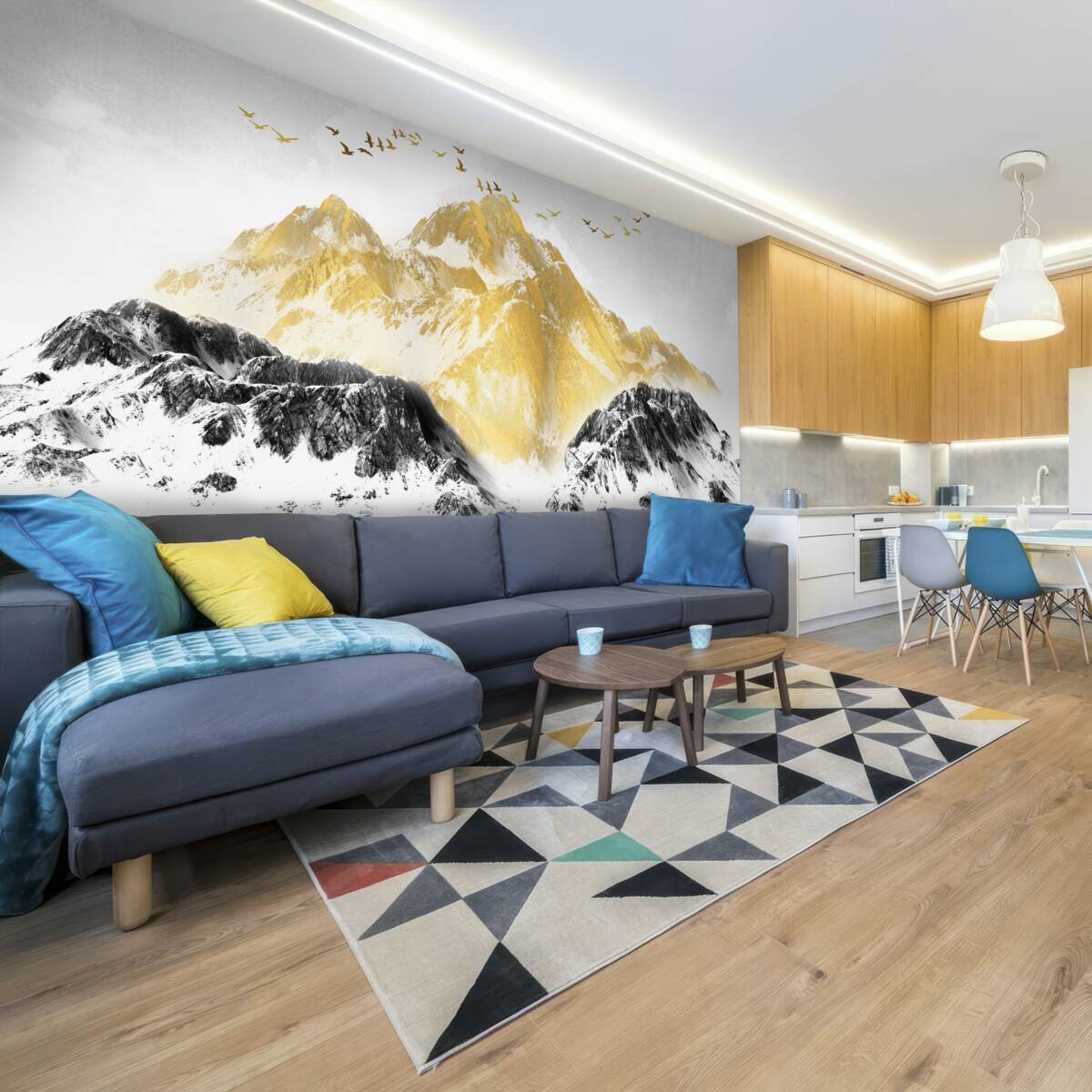 Papier peint les chaînes de montagnes aux sommets dorés