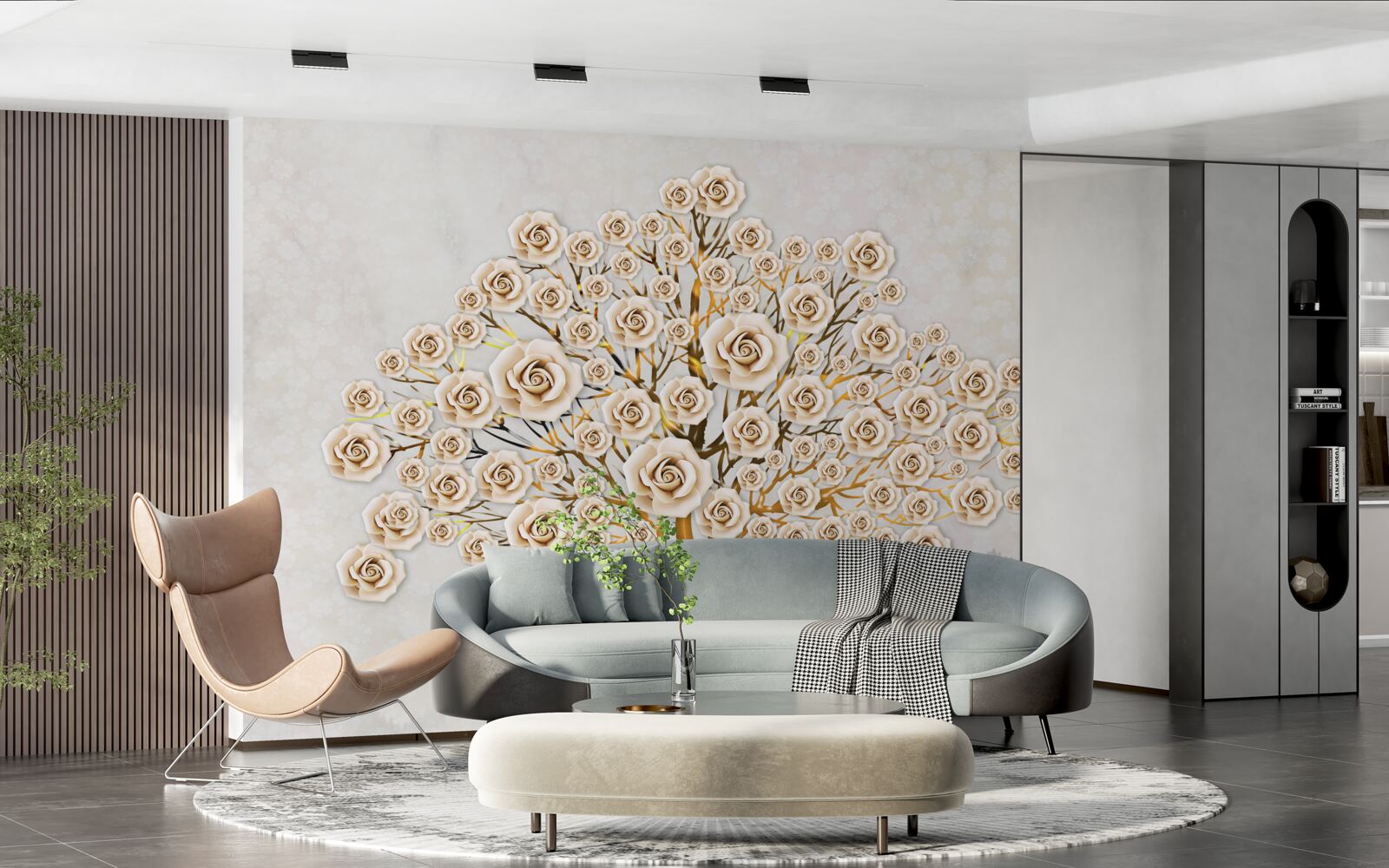 Papier peint l'arbre est formé de bourgeons rose vif