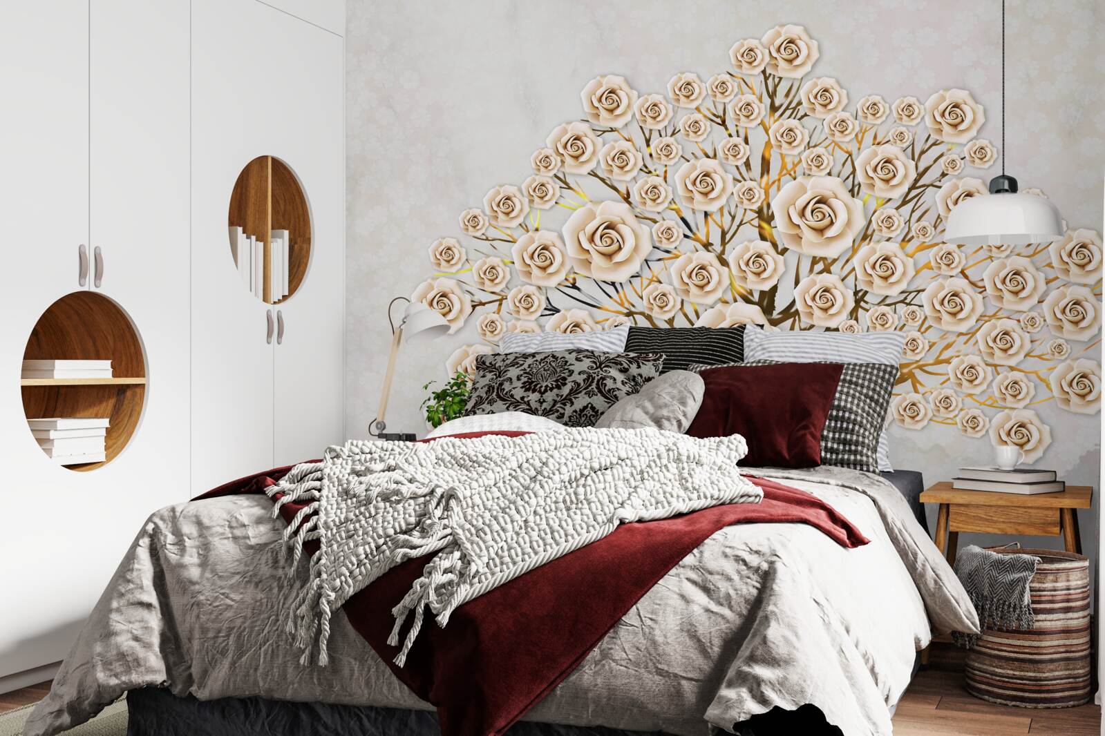 Papier peint l'arbre est formé de bourgeons rose vif