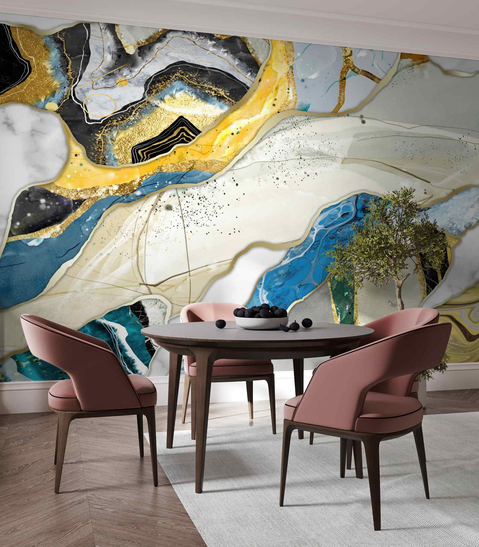 Papier peint marbre avec motif géométrique abstrait