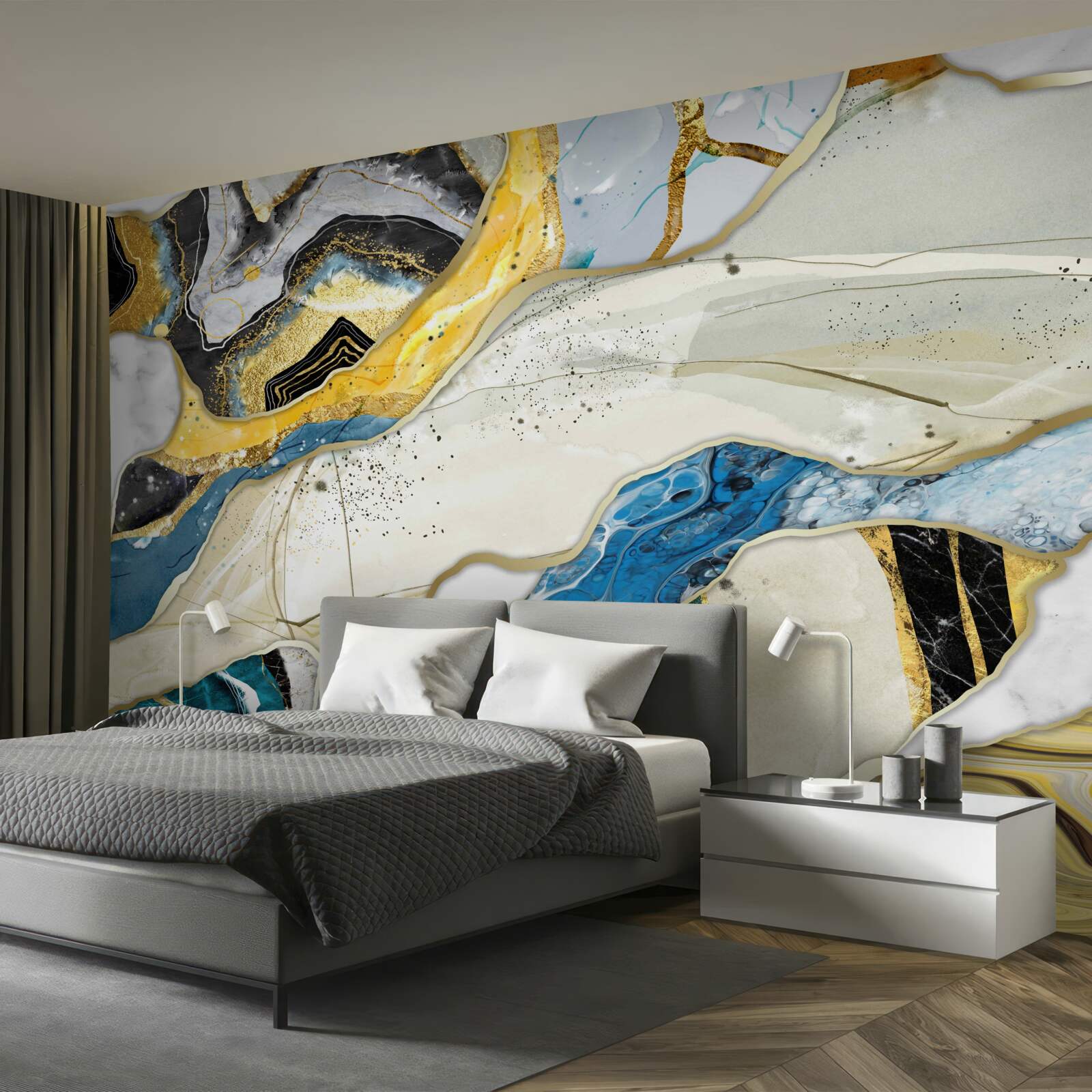 Papier peint marbre avec motif géométrique abstrait