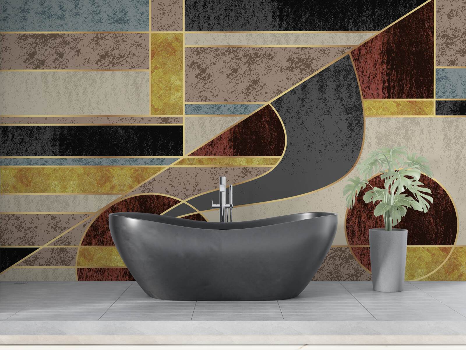 Papier peint collage d'éléments multicolores