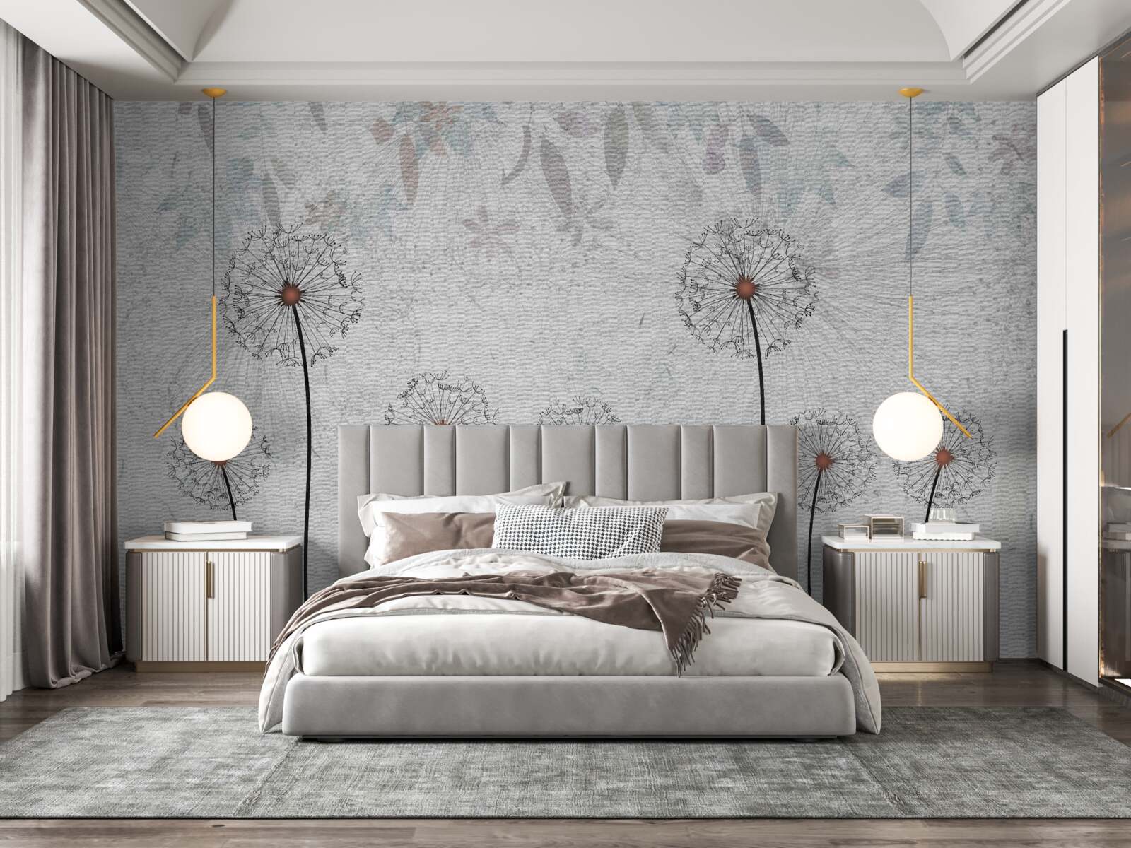 Papier peint millipèdes faibles sur fond gris