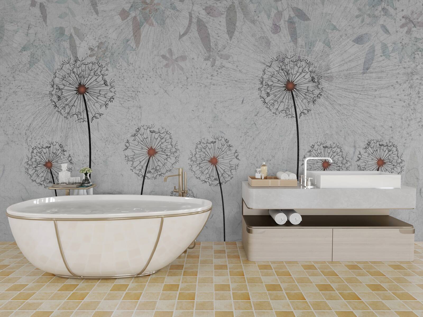 Papier peint millipèdes faibles sur fond gris