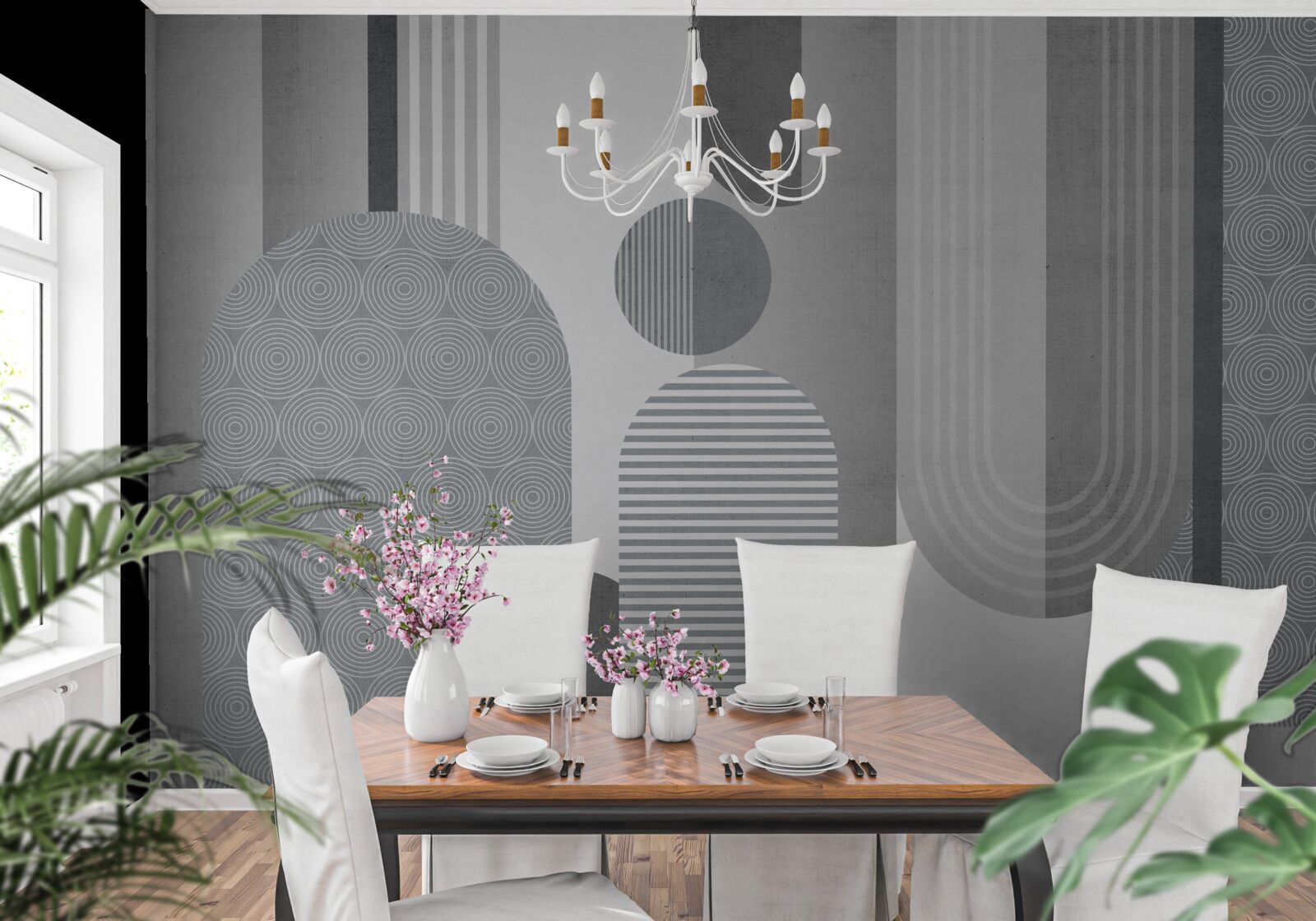 Papier peint rectangles hachurés avec une forme arquée