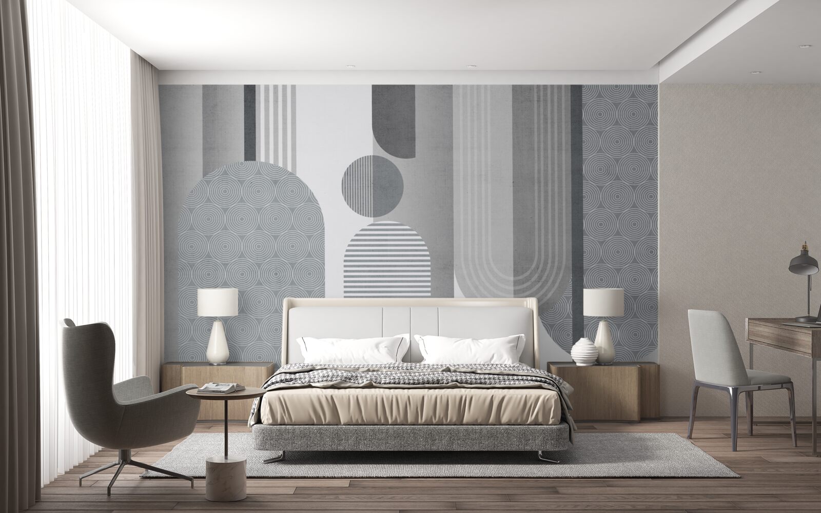 Papier peint rectangles hachurés avec une forme arquée