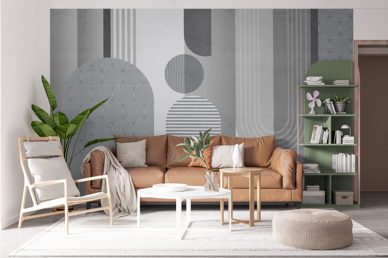 Papier peint rectangles hachurés avec une forme arquée