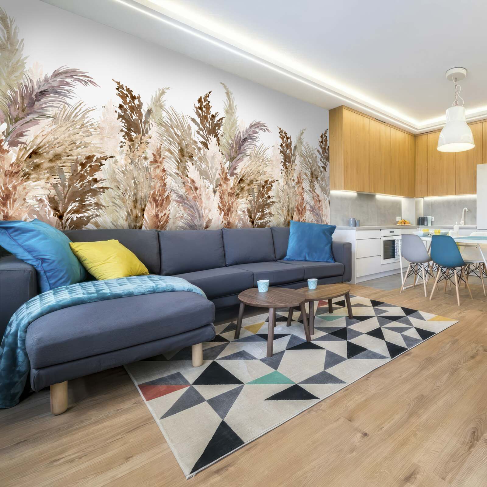 Papier peint champ couvert d'une prairie d'automne