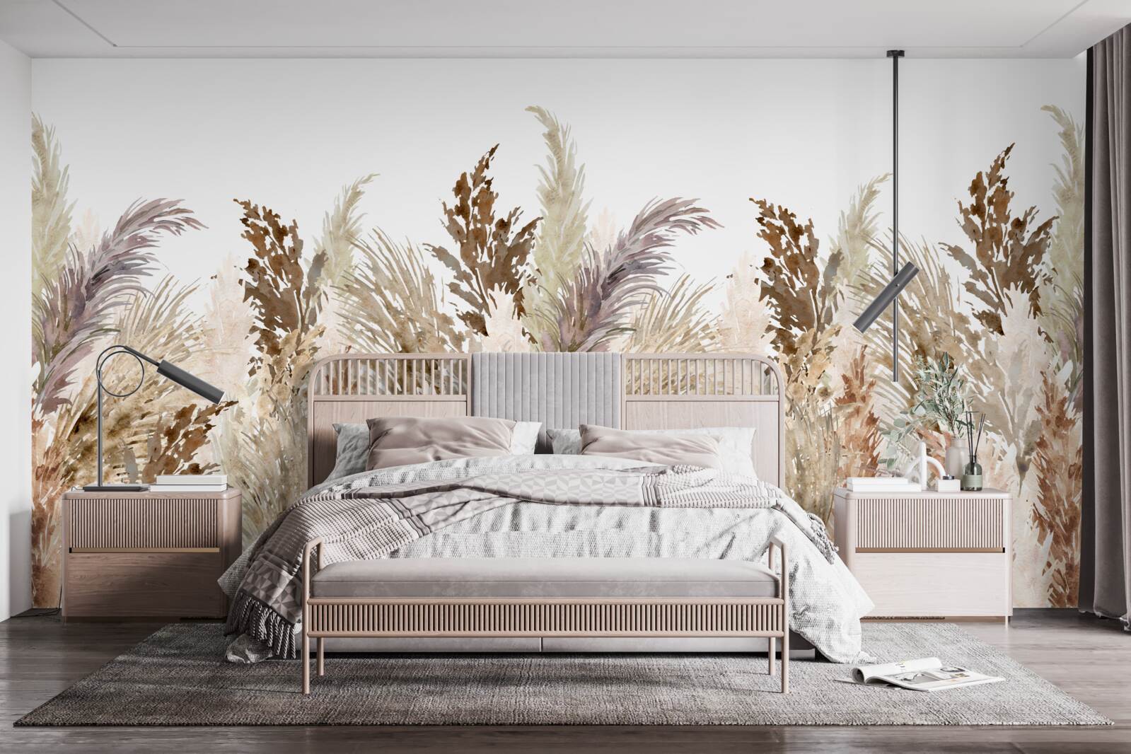 Papier peint champ couvert d'une prairie d'automne