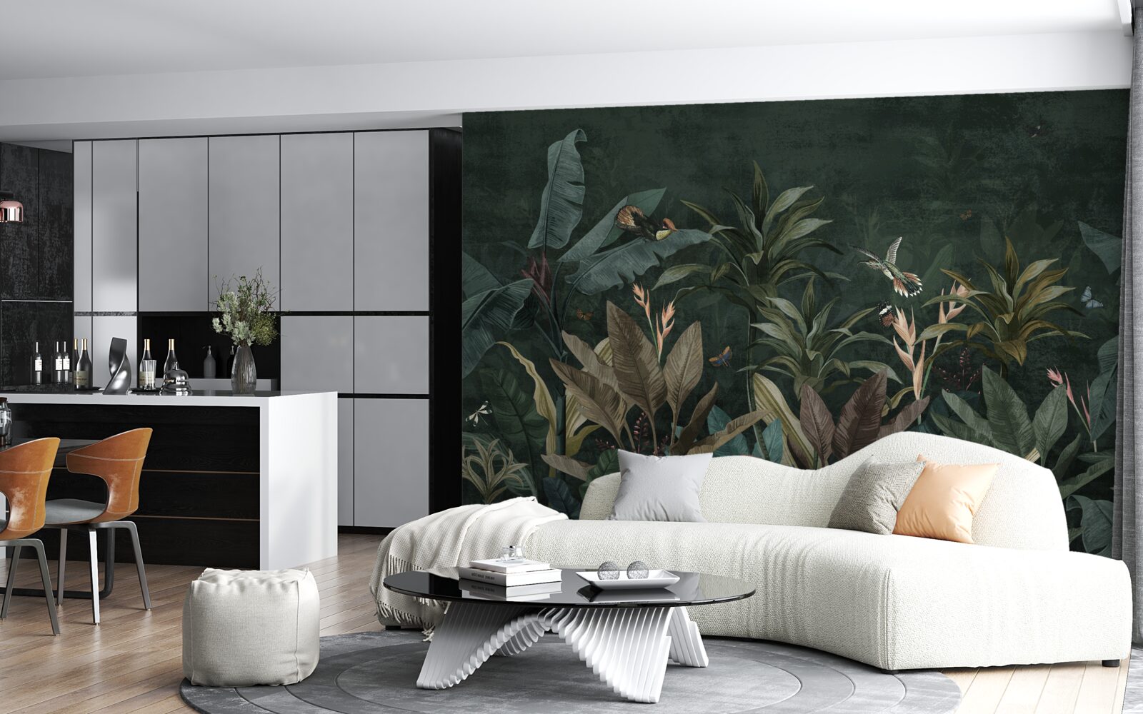 Papier peint jungle tropicale la nuit