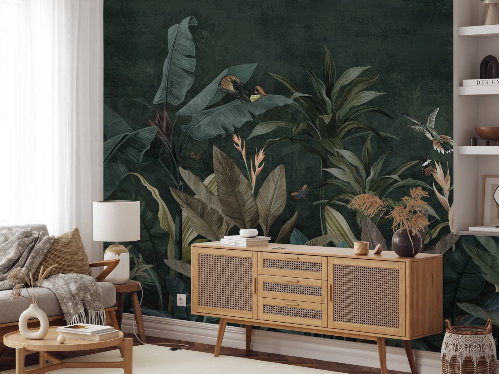 Papier peint jungle tropicale la nuit