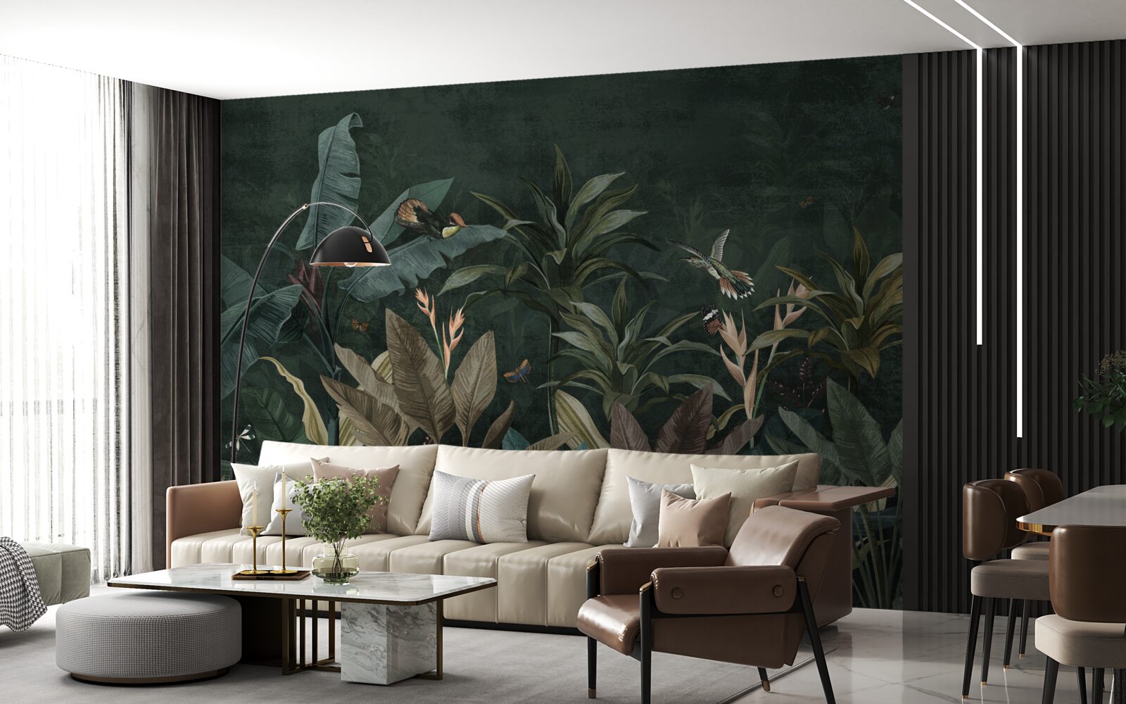 Papier peint jungle tropicale la nuit