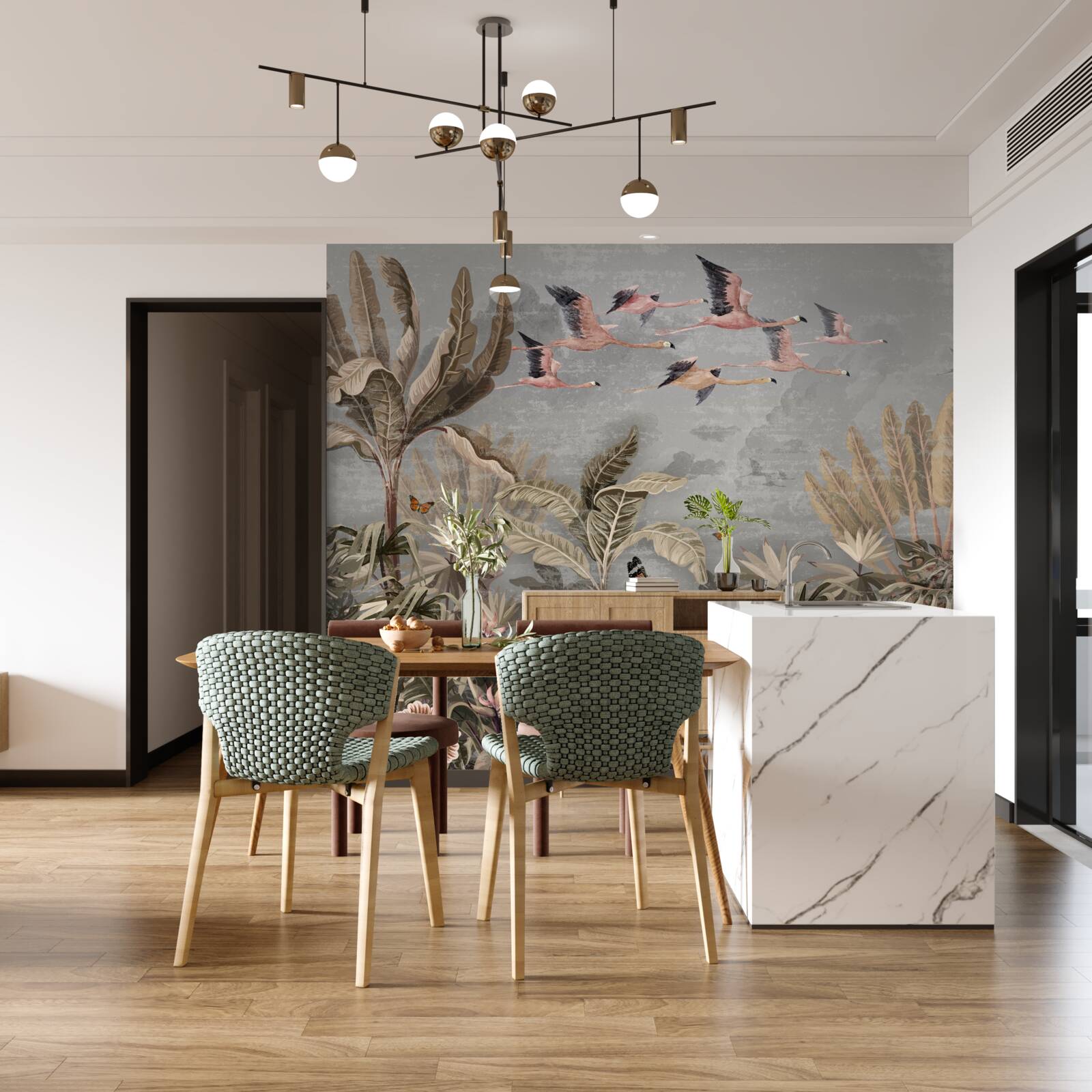 Papier peint les grues volent sous les tropiques