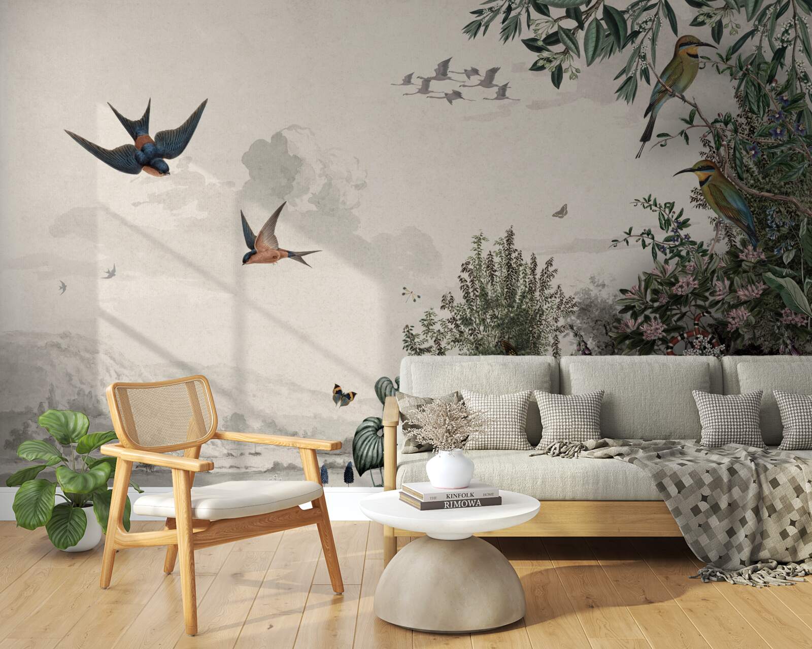 Papier peint Quand il pleut, les oiseaux s'abritent