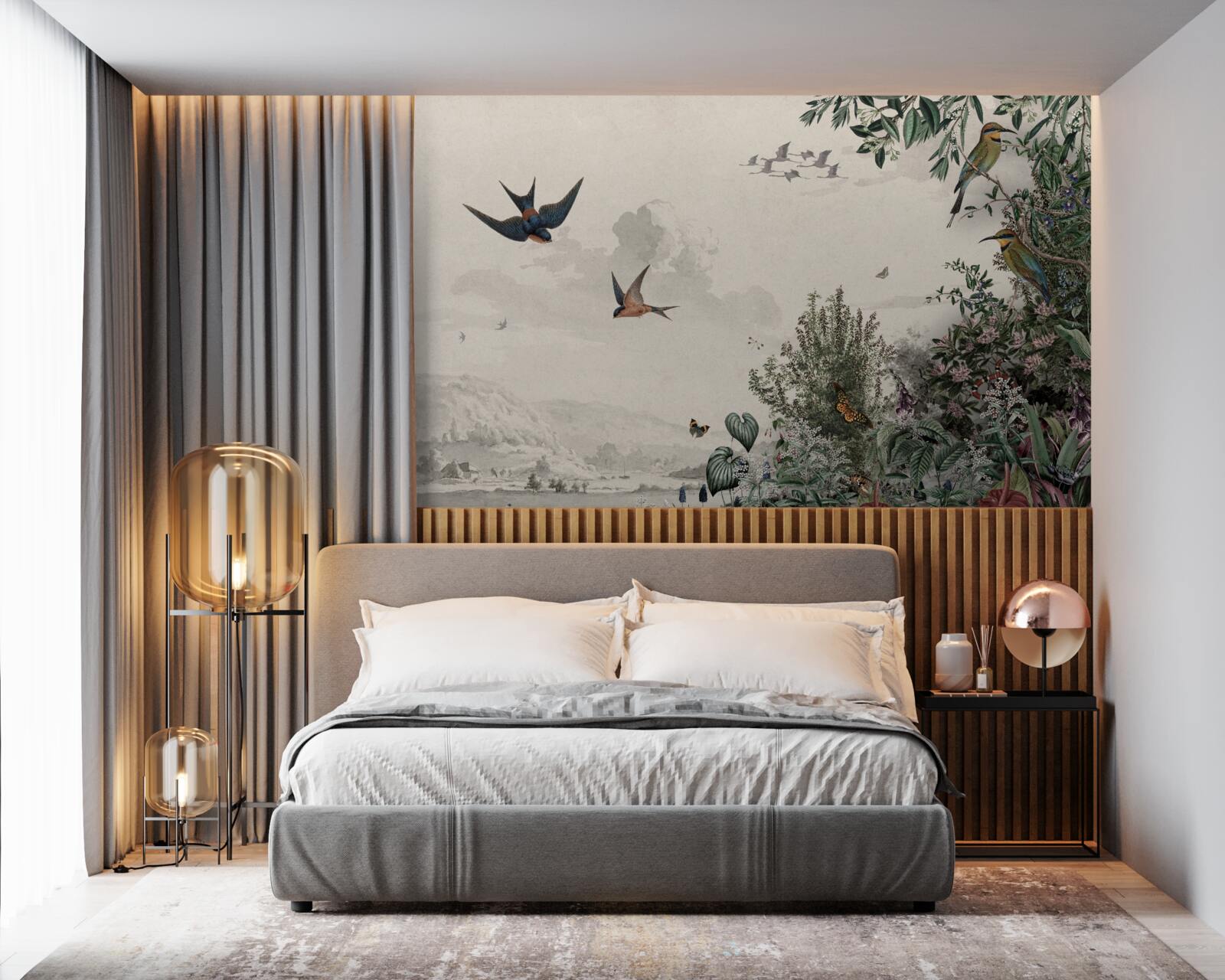 Papier peint Quand il pleut, les oiseaux s'abritent