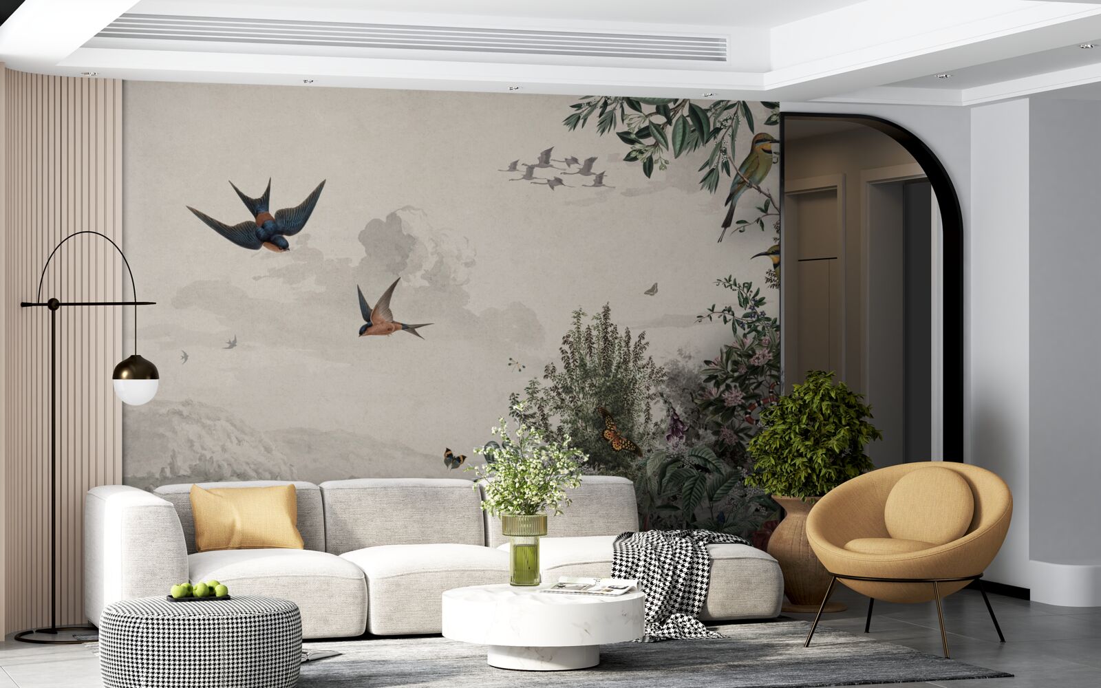 Papier peint Quand il pleut, les oiseaux s'abritent