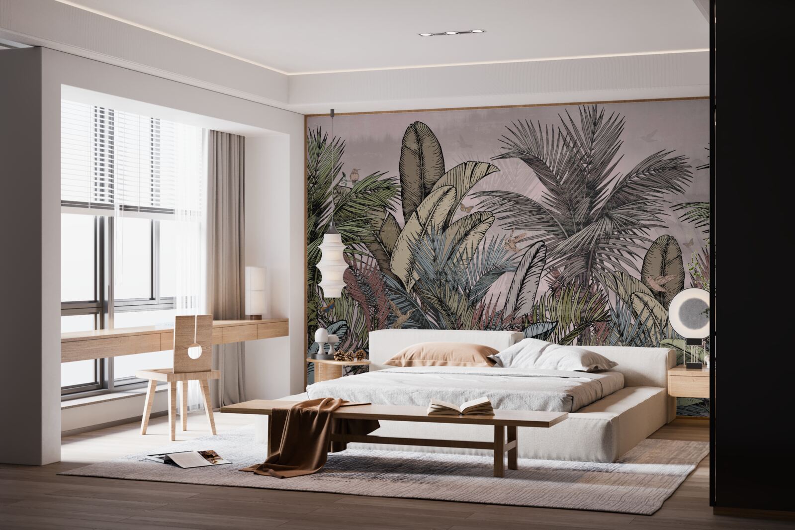 Papier peint les plantes tropicales aux caractéristiques exotiques