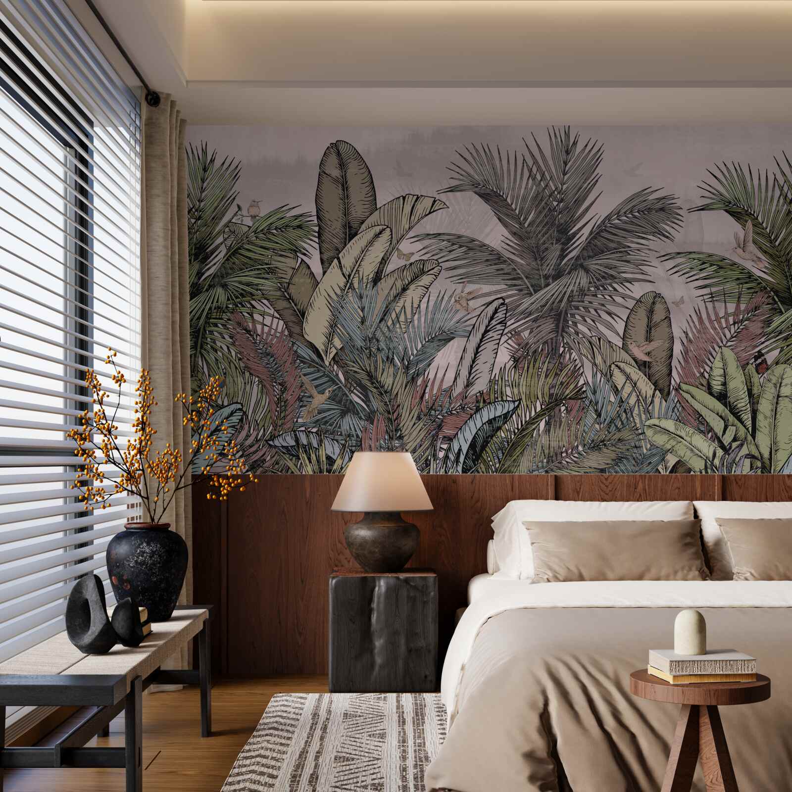 Papier peint les plantes tropicales aux caractéristiques exotiques