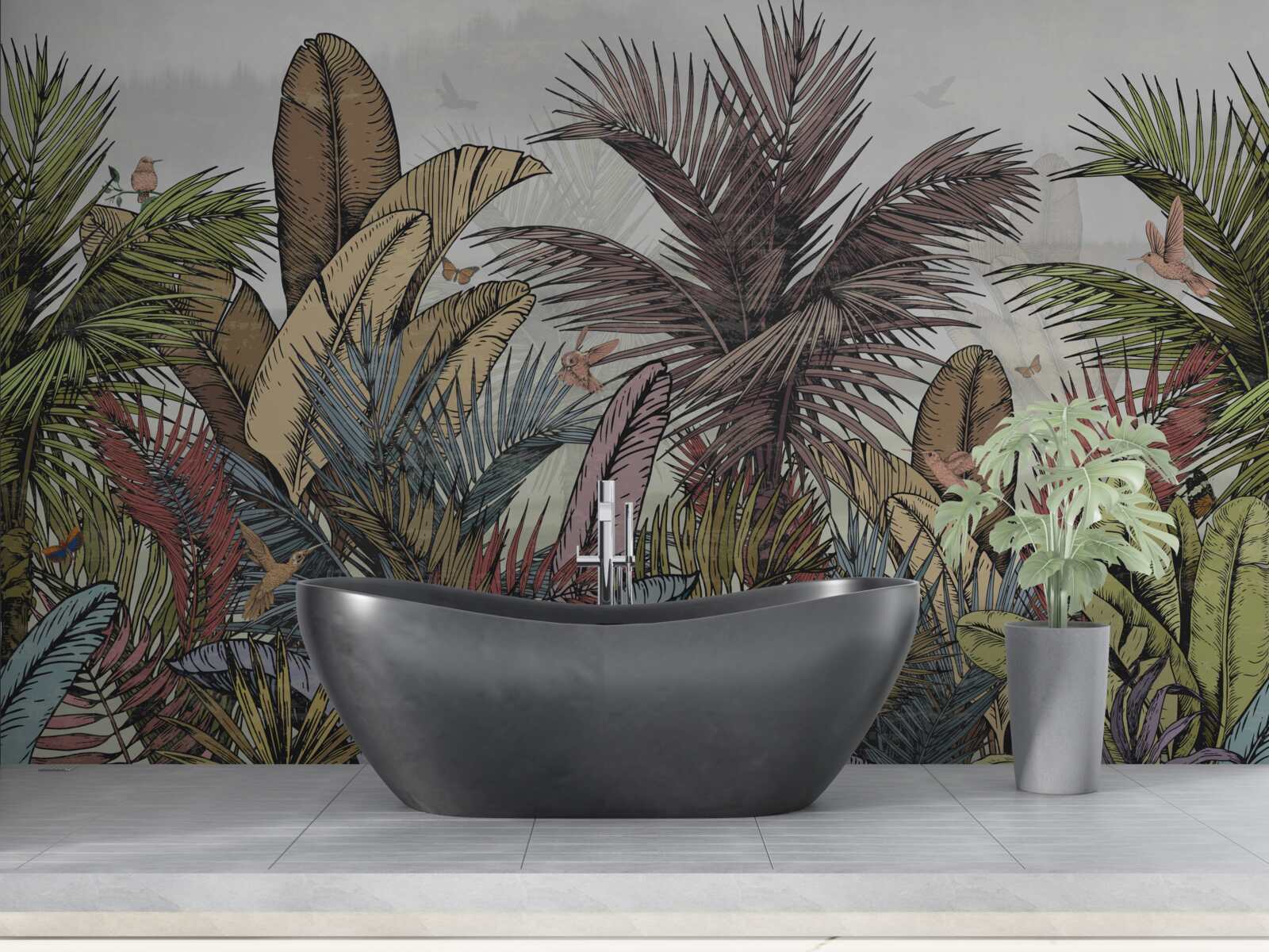 Papier peint flore tropicale exotique