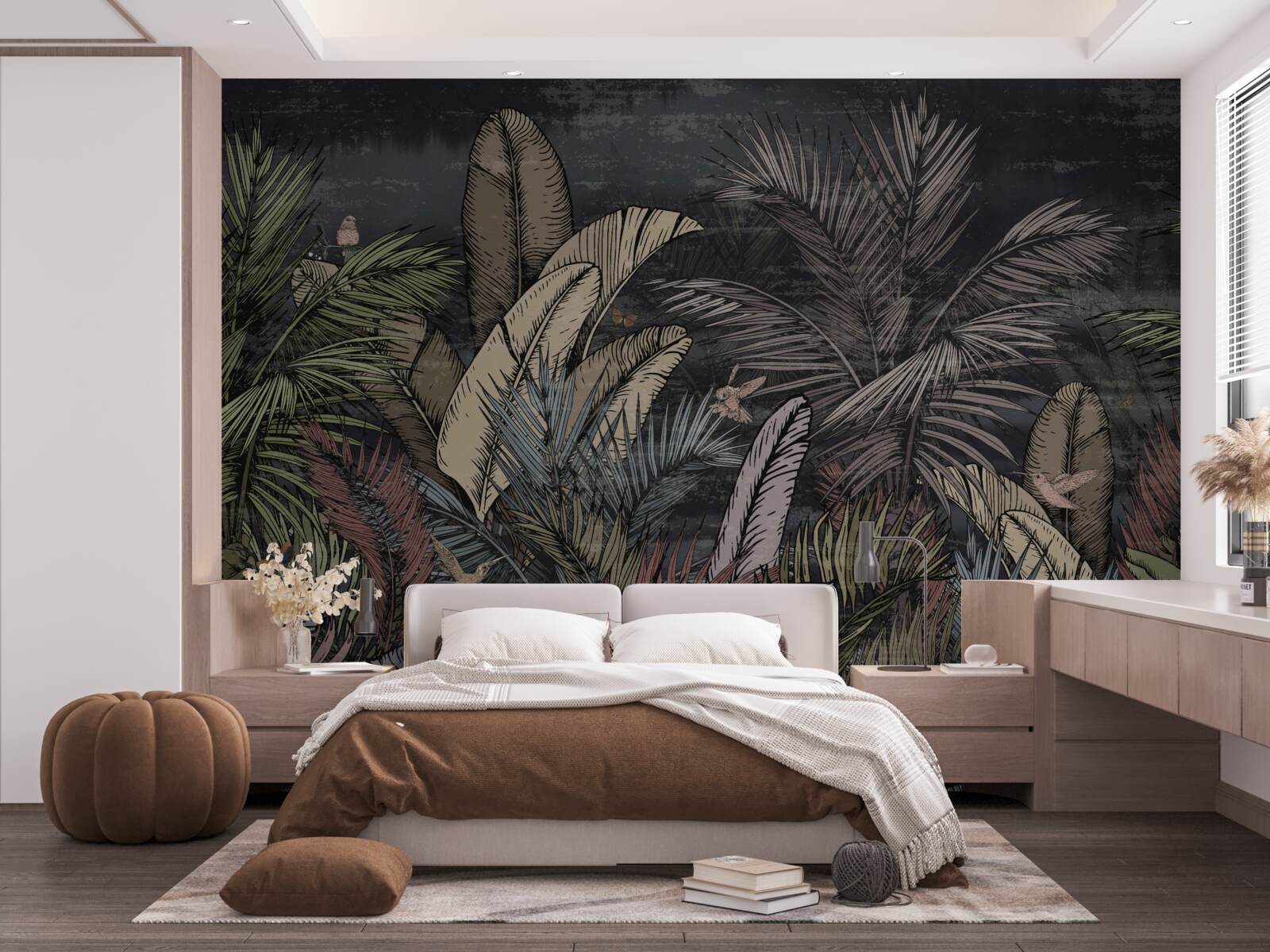 Papier peint à la tombée de la nuit, les plantes tropicales