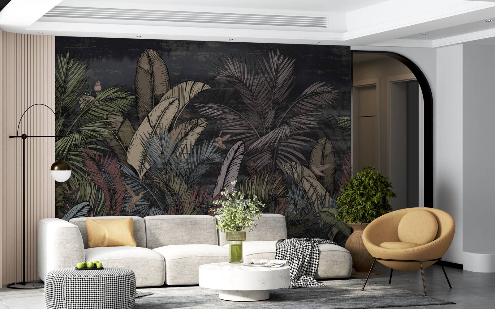 Papier peint à la tombée de la nuit, les plantes tropicales