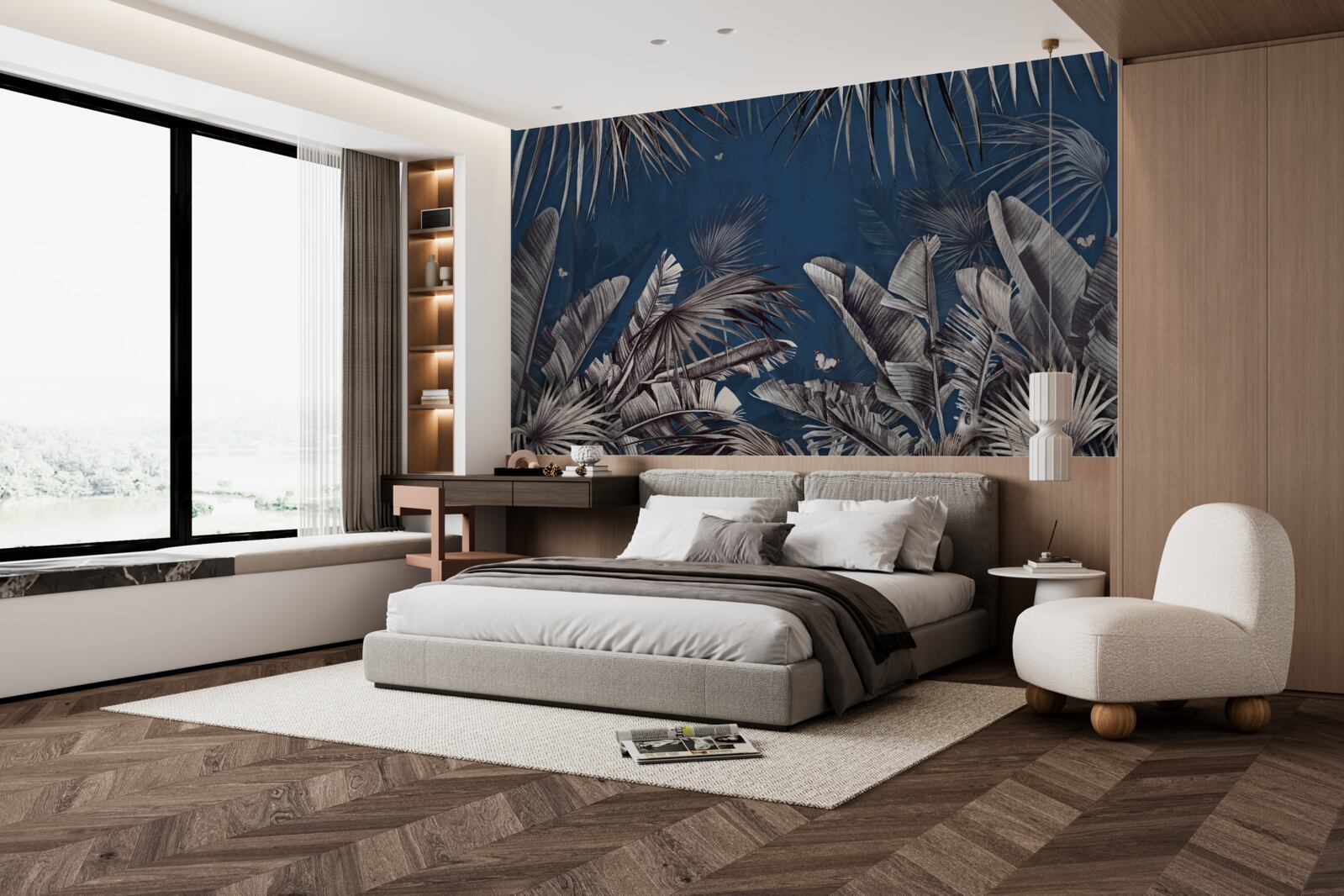 Papier peint la nuit tombe sur la fougère