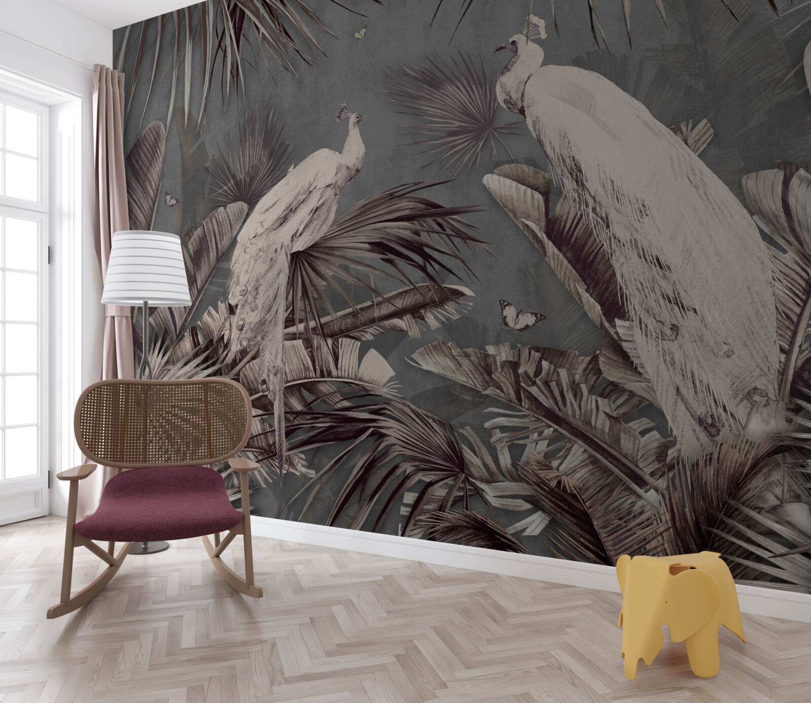 Papier peint les paons blancs se préparent à la pluie