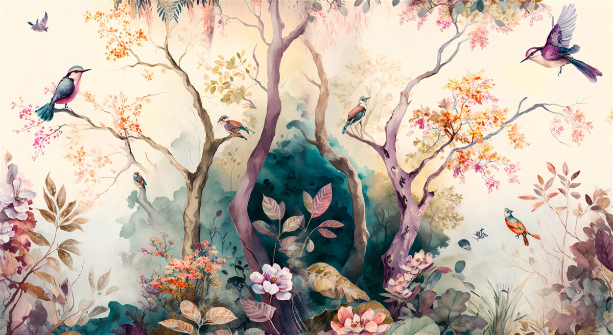 Papier peint les oiseaux accueillent l'automne